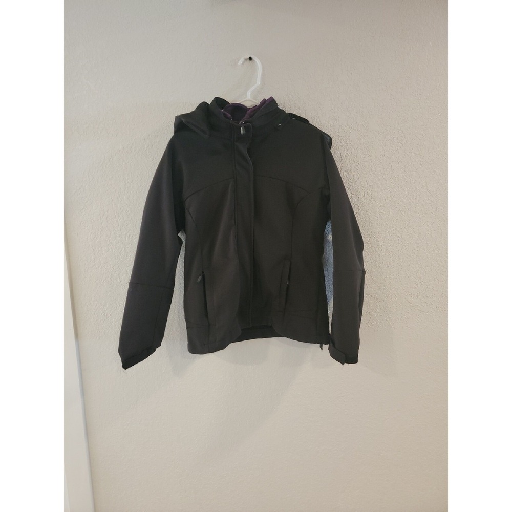 Vintage CB Sports Jacket Womens Medium Black Nylon Softshell W Zip Liner